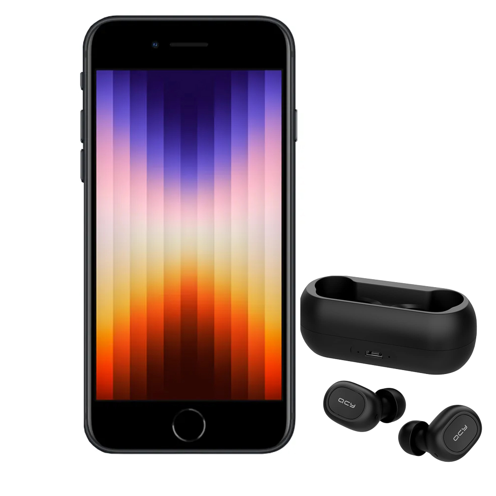 Apple iPhone SE 2ª Geração Apple 64GB Preto + Fone de Ouvido QCY T1C Wireless Preto