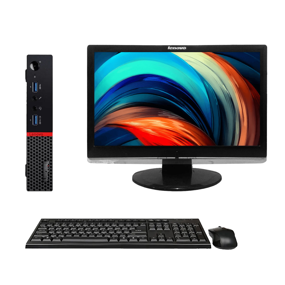 Kit Computador Lenovo M70Q Celeron SSD 240GB 8GB Win 10 Pro + Monitor Lenovo D1960WA 19P VGA