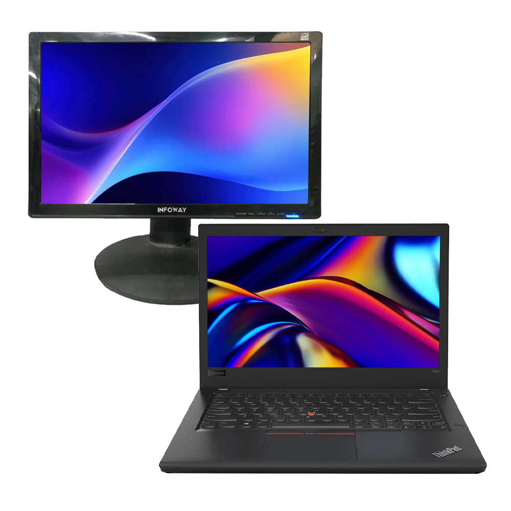 Kit Notebook Lenovo T480 Core i5 8ªGen SSD 256GB 8GB + Monitor Infoway 19" HD image number 0