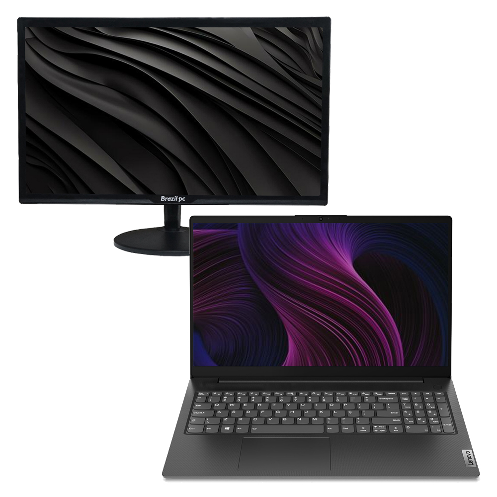 Kit Notebook Lenovo V15 G2 Core i5 11ªGen SSD 256GB 8GB + Monitor BrazilPC 21,5" Full HD