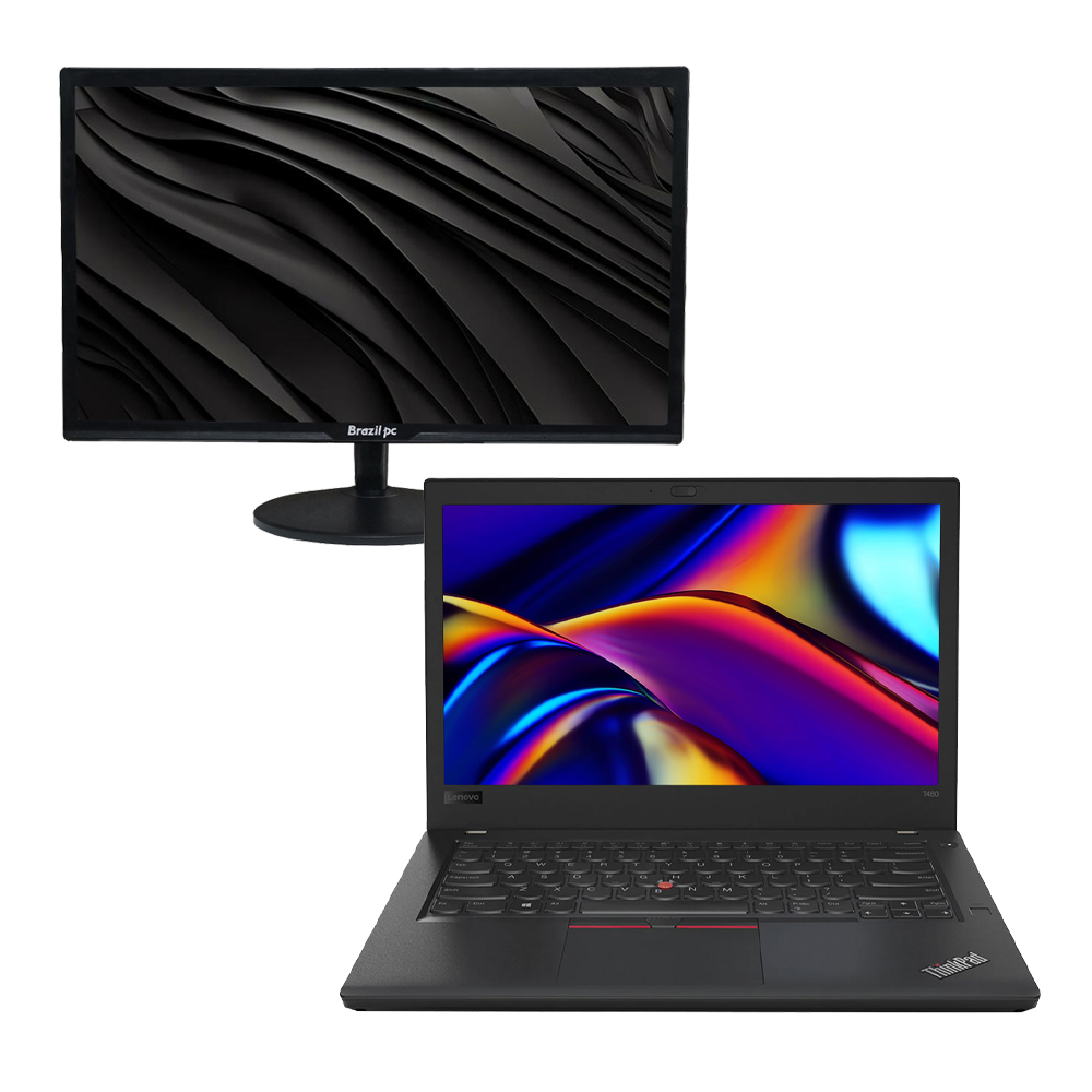 Kit Notebook Lenovo T480 Core i5 8ªGen SSD 256GB 8GB + Monitor BrazilPC 22" Full HD image number 0