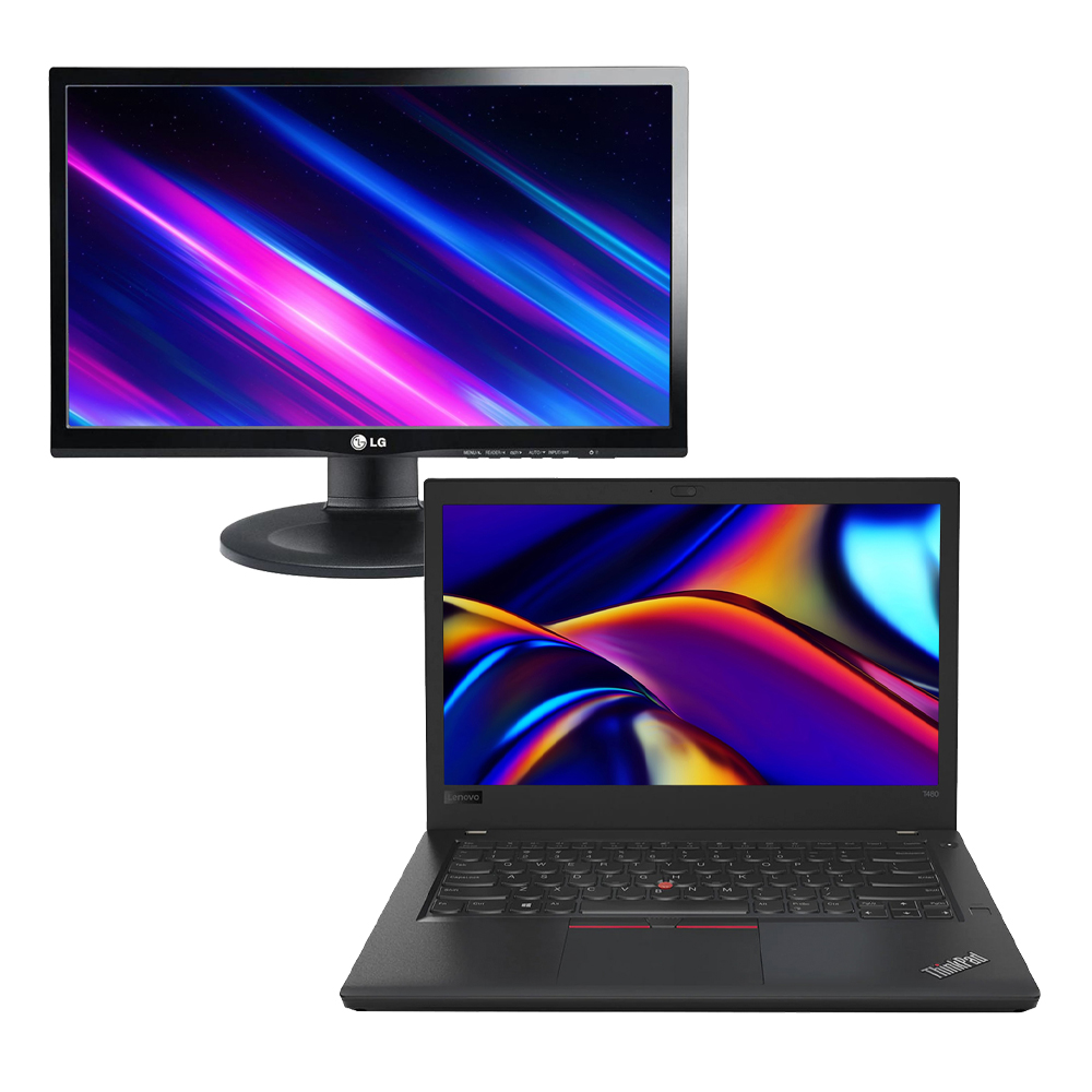 Kit Notebook Lenovo T480 Core i5 8ªGen SSD 256GB 8GB + Monitor LG 20" HD image number 0