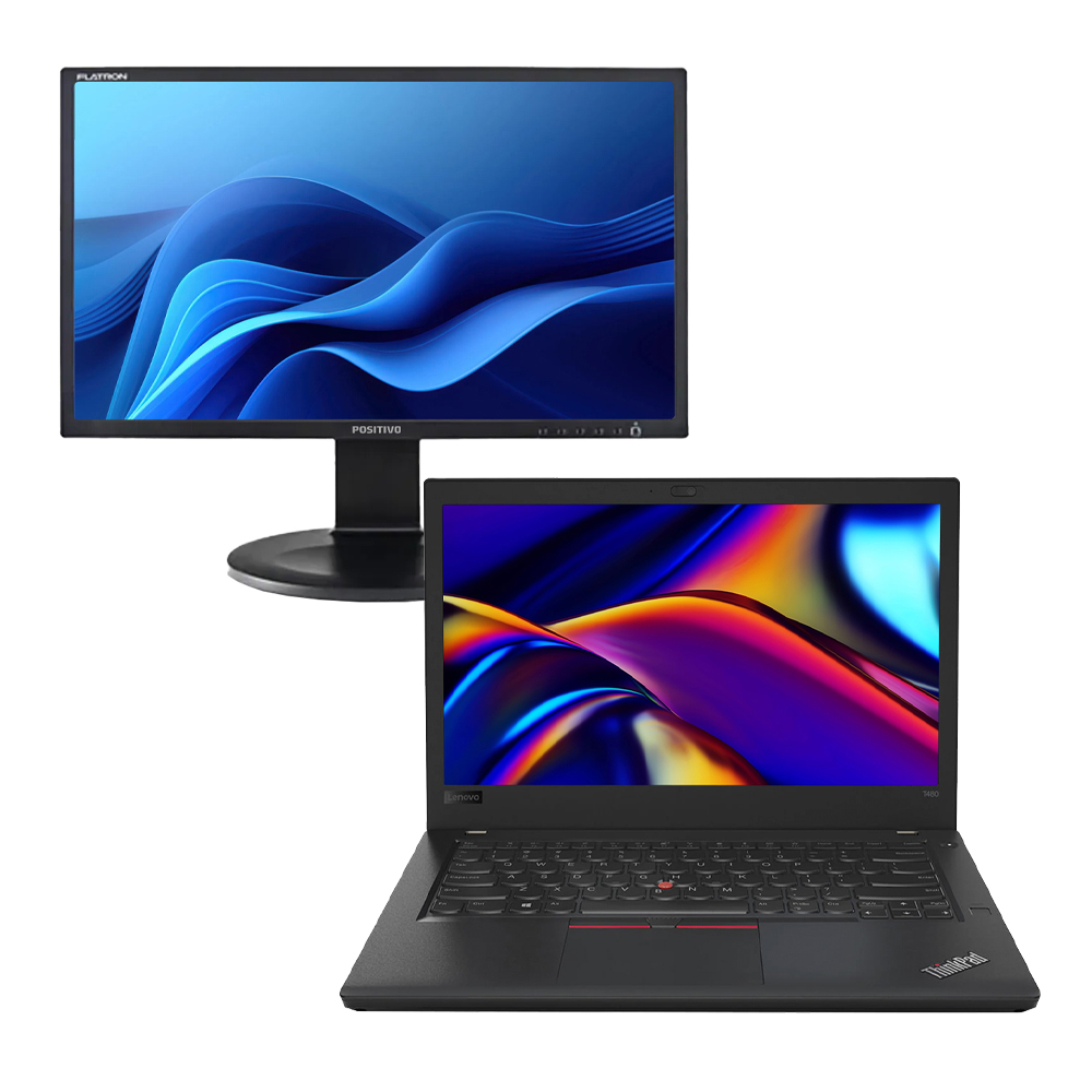 Kit Notebook Lenovo T480 Core i5 8ªGen SSD 256GB 8GB + Monitor Positivo 20" E2011PX image number 0