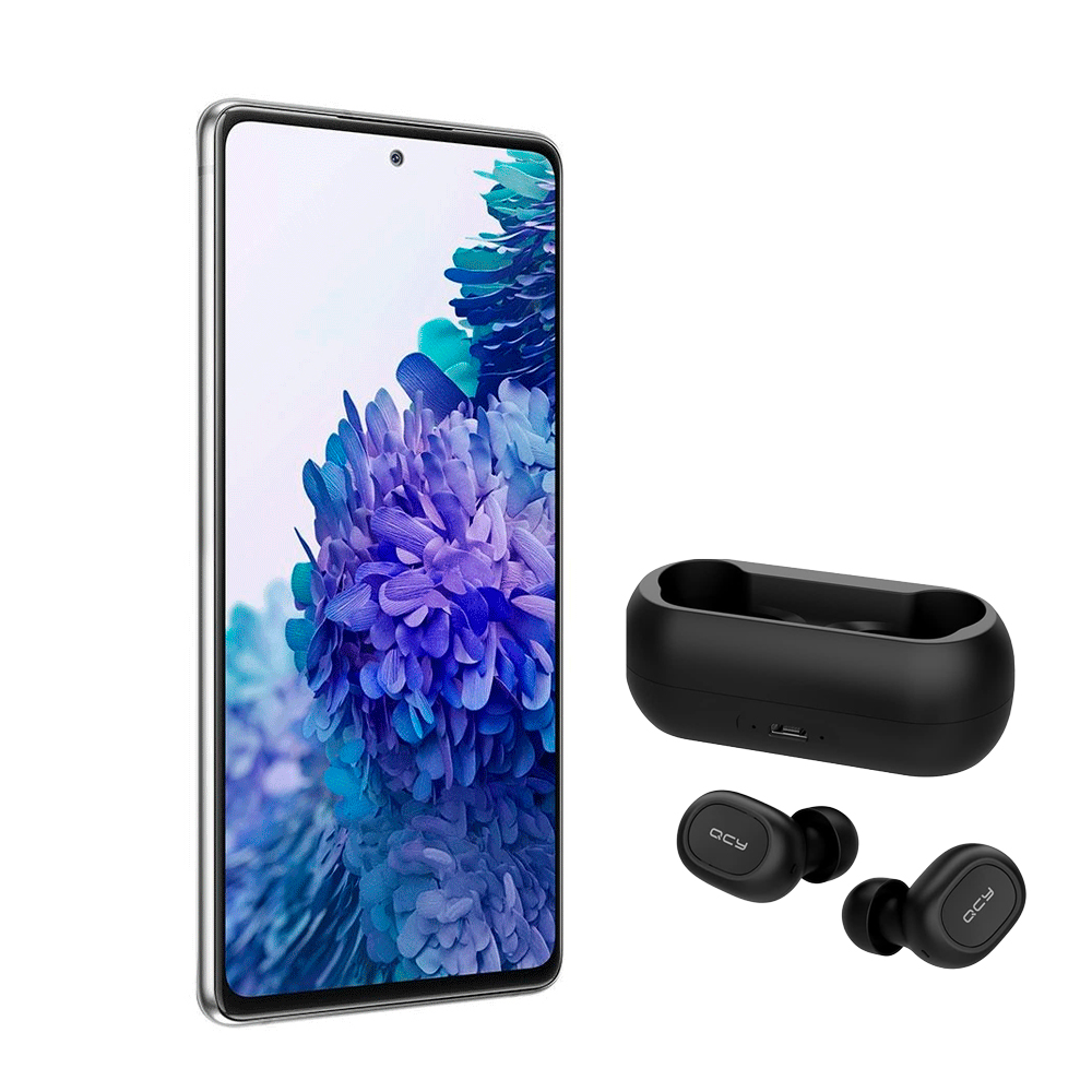Smartphone Galaxy S20 FE Branco 128GB + Fone de Ouvido QCY T1C Wireless Preto